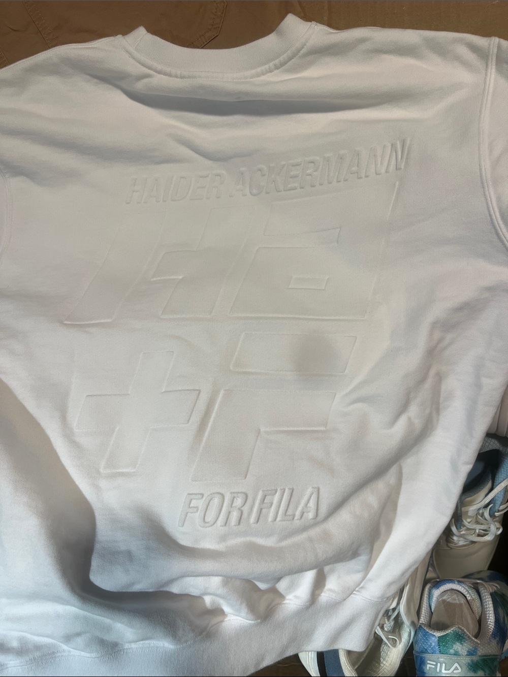 FILA White Embossed Logo Crewneck Sweatshirt